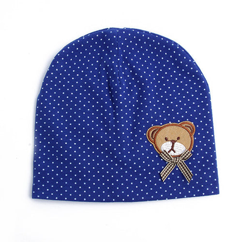 0-9M Lovely Infant Unisex Baby Boys Girls Bear Dots Pattern Cotton Cap Beanie Hats 9 Colors
