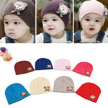 0-9M Lovely Infant Unisex Baby Boys Girls Bear Dots Pattern Cotton Cap Beanie Hats 9 Colors