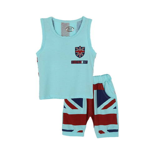 1-4Years 2pcs Baby Boy Clothing Set Kids Outfit  Vest + Flag Sets 3 Colors