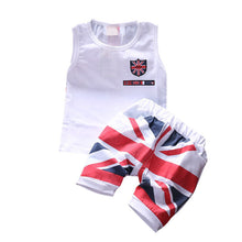 1-4Years 2pcs Baby Boy Clothing Set Kids Outfit  Vest + Flag Sets 3 Colors