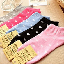 1/5 Pair Soft Boat Socks For Women Sweet Heart Design Women Girls Sock Slippers Cotton Blend Pink Blue Rose Grey Black