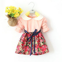 1-5Y Kids Baby Girls Princess Long Sleeve Pleat Floral Bow Mini Dress Party Tutu Dresses