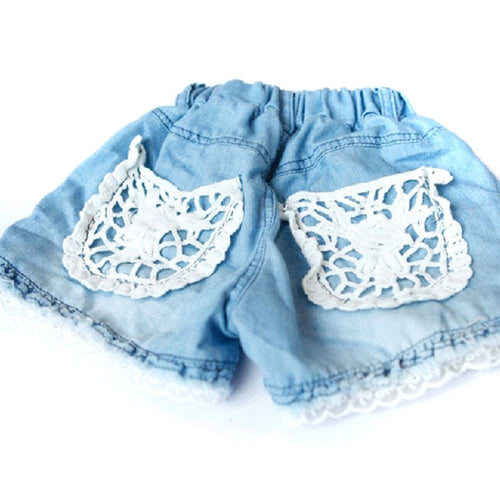 1-6Years Kids Children Girls Shorts Jeans Lace Pocket Demin Jeans