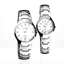 2PC Couple Watch Luxury with Calendar Quartz Watches Stainless Steel Date Wrist Watches Reloj Lovers' Gift