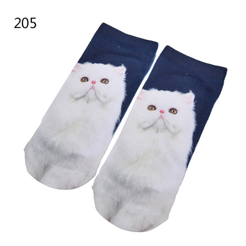 3D Print Animal Cat Women Socks Casual Cartoon Socks Low Cut Ankle Socks