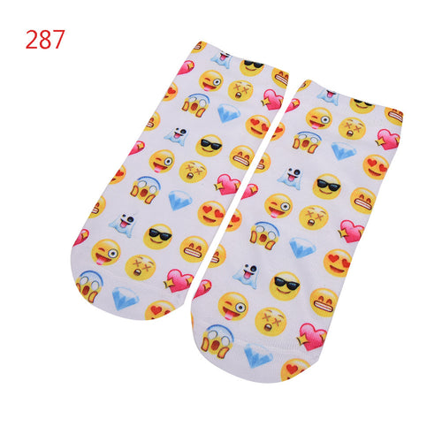 3D socks Harajuku Style Print women Socks Casual Low Cut Ankle Socks emoji print socks