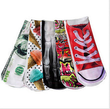 5 Styles 3D Multi Pattern Printed Low Cut Women Ankle Socks Femal Women Accessories