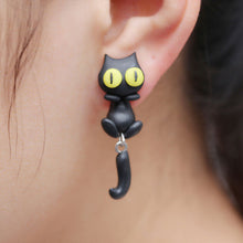 100% Handmade Polymer Clay Cute Cat Cotton Animal Stud Earrings Ear Stud Jewelry Brincos