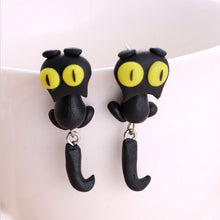 100% Handmade Polymer Clay Cute Cat Cotton Animal Stud Earrings Ear Stud Jewelry Brincos