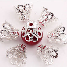 100 Pcs Silver Plated Flower Bead Caps Findings Filigree Flower Cup Shape 7mm Silver Bead Caps For Diy Jewelry Making