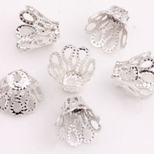 100 Pcs Silver Plated Flower Bead Caps Findings Filigree Flower Cup Shape 7mm Silver Bead Caps For Diy Jewelry Making