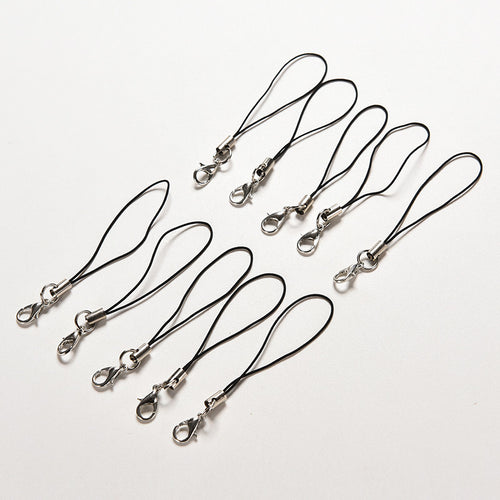 100 Pcs Black Cell Phone Lanyard Cords Strap Lariat Mobile Lobster Clasp