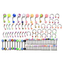 100Pcs Women Body Jewelry Eyebrow Navel Belly Lip Tongue Nose Piercing Bar Ring Jewelry