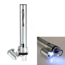 100X Microscope Pocket Currency LED Light Jewelry Magnifier Lens Loupe Glass