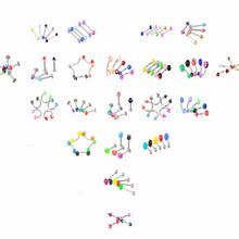 105Pcs Body Jewelry Eyebrow Navel Belly Lip Tongue Nose Piercing Bar Ring