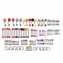 105Pcs Body Jewelry Eyebrow Navel Belly Lip Tongue Nose Piercing Bar Ring