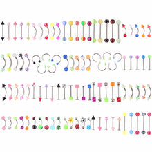 105Pcs Body Jewelry Eyebrow Navel Belly Lip Tongue Nose Piercing Bar Ring
