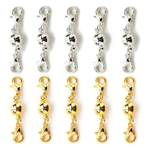 10PCS Silver/Gold Plated Strong Paved Magnetic Clasps Jewelry Findings Magnetic Clasps Lobster Clasps for Necklace and Bracelets
