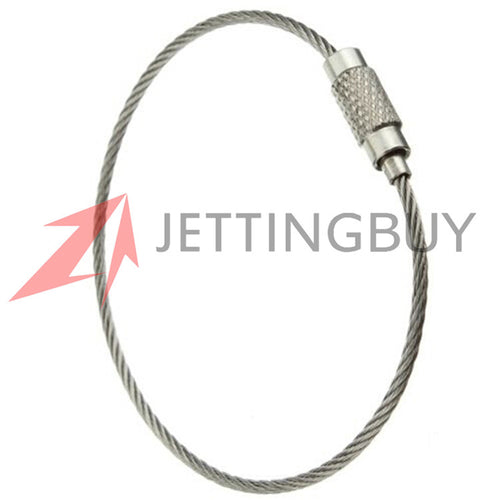10PCS Stainless Steel Wire Key Ring Chain Keychain Pendant Loop Hiking Climbing Working Aloft Tool Steel Wire Chain Lock 15cm