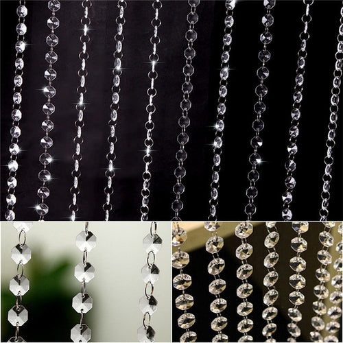 10pcss 1M/3.3 Foot Wedding DIY Decor Acrylic Crystal Beads Curtain Strand Garland PY6