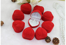 10Pcs Romantic Elegant Simplicity Durable Lid Open Red Heart Shape Ring Boxes Velvet & Flock Gift Boxes Jewelry Supplies