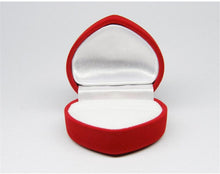 10Pcs Romantic Elegant Simplicity Durable Lid Open Red Heart Shape Ring Boxes Velvet & Flock Gift Boxes Jewelry Supplies