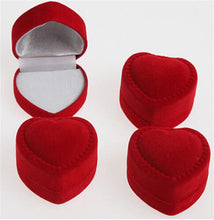 10Pcs Romantic Elegant Simplicity Durable Lid Open Red Heart Shape Ring Boxes Velvet & Flock Gift Boxes Jewelry Supplies