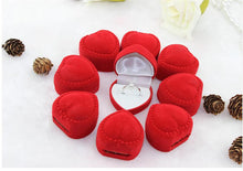 10Pcs Romantic Elegant Simplicity Durable Lid Open Red Heart Shape Ring Boxes Velvet & Flock Gift Boxes Jewelry Supplies