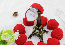 10Pcs Romantic Elegant Simplicity Durable Lid Open Red Heart Shape Ring Boxes Velvet & Flock Gift Boxes Jewelry Supplies