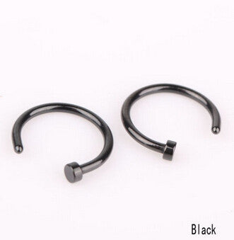 10pcs 5 Colors Nose Hoop Nose Rings Stainless Steel Body Piercing Jewelry Body Jewelry Drop Shipping