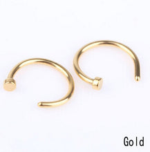 10pcs 5 Colors Nose Hoop Nose Rings Stainless Steel Body Piercing Jewelry Body Jewelry Drop Shipping