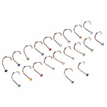 10Pcs Mix Colors Rhinestone Hook Bone Bar Pin Piercing Jewelry Nose Studs Rings