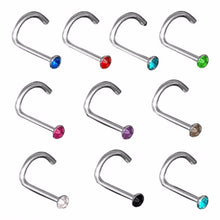 10Pcs Mix Colors Rhinestone Hook Bone Bar Pin Piercing Jewelry Nose Studs Rings