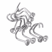 10Pcs Mix Colors Rhinestone Hook Bone Bar Pin Piercing Jewelry Nose Studs Rings