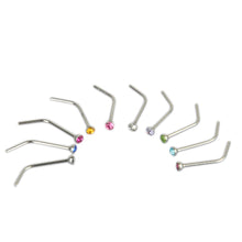 10Pcs Rhinestone Stainless Steel Screw Nose Hoop Ring Stud Body Piercing Pretty