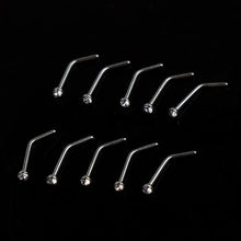10Pcs Rhinestone Stainless Steel Screw Nose Hoop Ring Stud Body Piercing Pretty