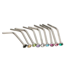 10Pcs Rhinestone Stainless Steel Screw Nose Hoop Ring Stud Body Piercing Pretty