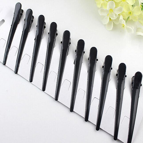 10pcs Large Barrettes Headwear For Women Metal Single Prong DIY Hairstyle Alligator Hair Clip Black