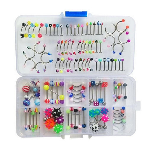 110Pcs Lovely Body Jewellery Piercing Eyebrow Belly Tongue Bar Ring Bulk lots