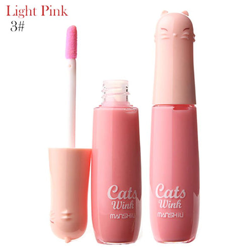 12 Colors Women's Charm Make Up Lip Gloss Cartoon Cat Lid Liquid Lip Tint Cosmetics