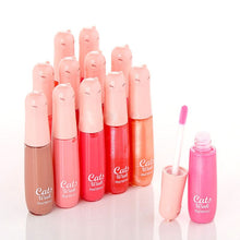 12 Colors Women's Charm Make Up Lip Gloss Cartoon Cat Lid Liquid Lip Tint Cosmetics