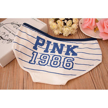 12 Style Sexy Underwear Women Panties Cotton Stripe Mid Rise Panties Cute Letter Pink Print Girl Casual Underwear PY3