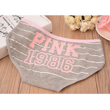 12 Style Sexy Underwear Women Panties Cotton Stripe Mid Rise Panties Cute Letter Pink Print Girl Casual Underwear PY3