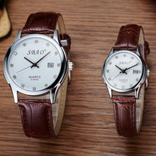 12 Styles BrandCouple Lovers Watch Auto Date Calendar Quartz Movement Leather Strap Wristwatches Relogio Masculino