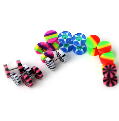 12Pcs Acrylic Cheater Fake Ear Plug Tunnel Stretcher Expander Expansion Body Jewelry Pierceing