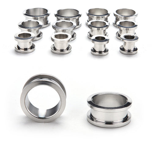 12Pcs Surgical Stainless Steel Screw-Fix Flesh Tunnels Ear Plugs 316L Ear Expanders