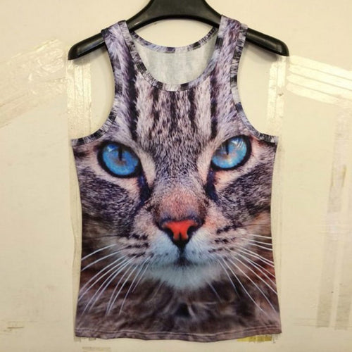 15 Styles New Men 3D Animals Pharaoh Print T-shirt Tee Blouse Tops Leasure Waistcoat Vest Size M L XL