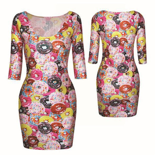 18 Colors Women Sexy Slim Dress Fit 3D Animal Print Space Galaxy Bodycon Mini Dresses