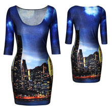 18 Colors Women Sexy Slim Dress Fit 3D Animal Print Space Galaxy Bodycon Mini Dresses