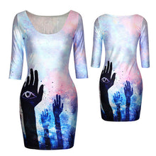 18 Colors Women Sexy Slim Dress Fit 3D Animal Print Space Galaxy Bodycon Mini Dresses